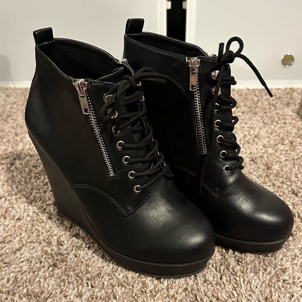 Torrid Black Wedge Ankle Boots